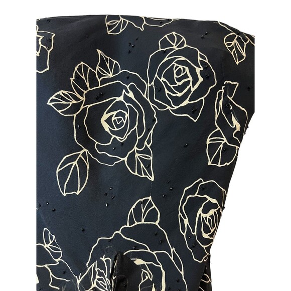 Vintage Y2K Gilar Black 100% Silk Beaded Ruffle Tiered Dress Beaded Size 4 - Picture 8 of 16